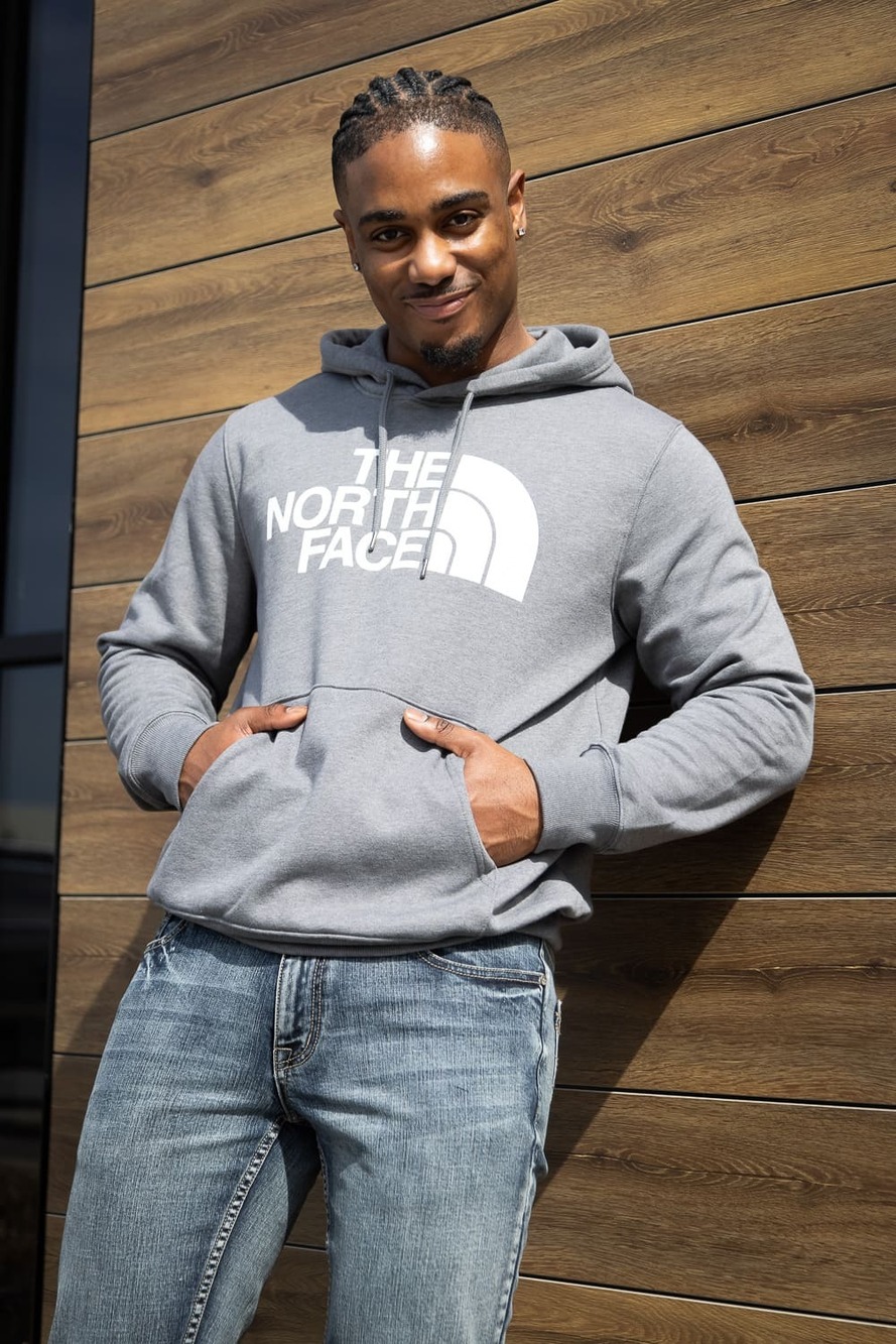 The North Face Men's Half Dome Pullover Hoodie Heather Gray Logo Sweatshirt M